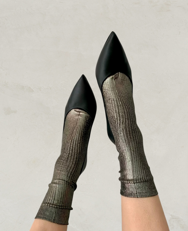 Coclico Maria La Rosa Grey Silk SocksGrey Foil
