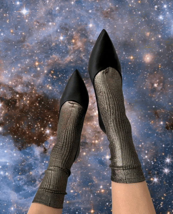 Coclico Maria La Rosa Grey Silk SocksGrey Foil