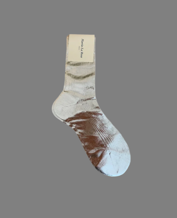 Coclico Maria La Rosa Silver Silk SocksSilver Foil