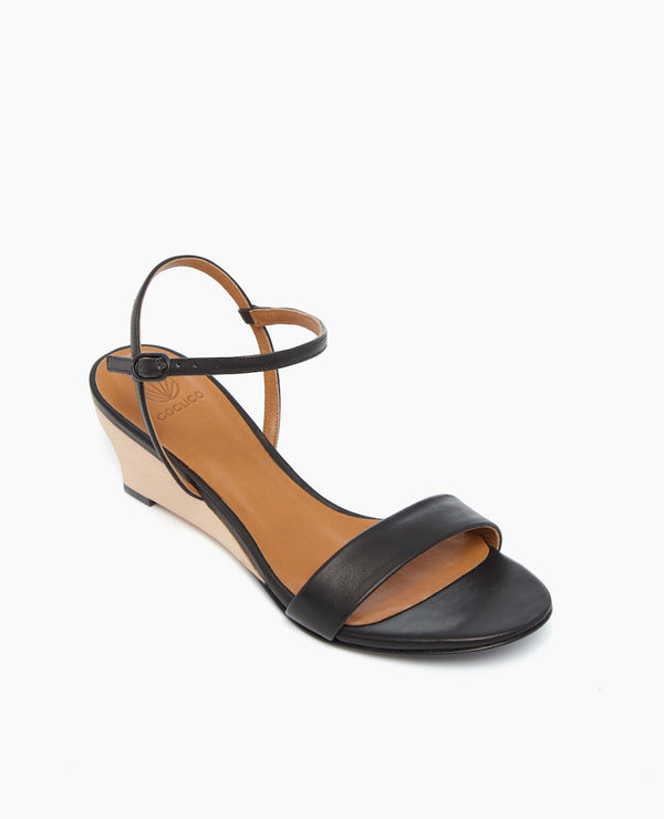 Coclico Venti Demi-Wedge SandalBlack Leather
