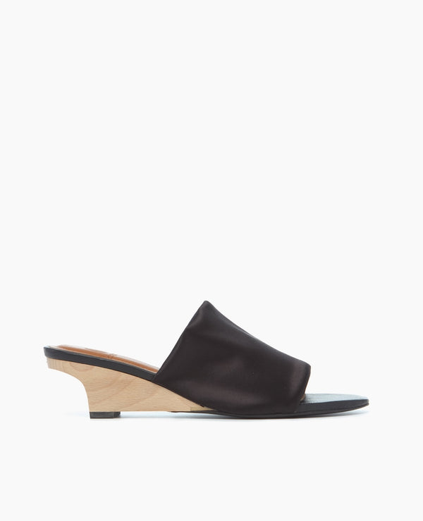 Coclico Via Demi-Wedge SandalBlack Strech Satin