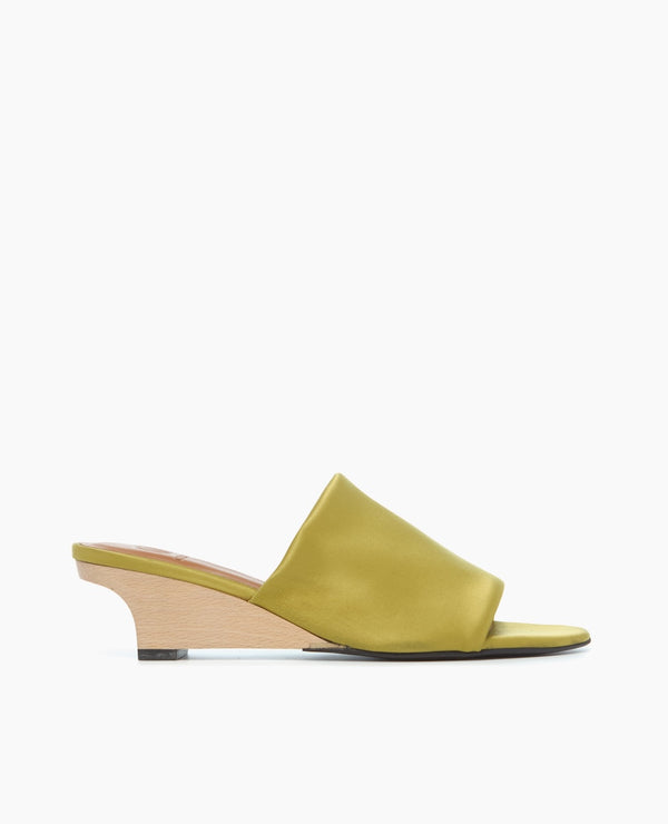 Coclico Via Demi-Wedge SandalOlive Strech Satin