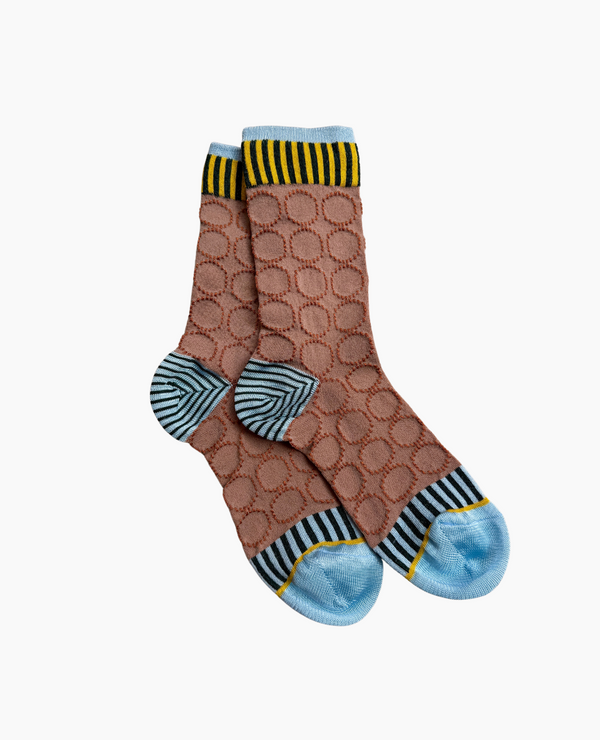 Coclico Exquisite J Jacquard Circles SocksRosé And Sky Combo