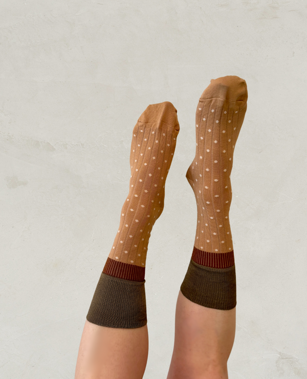 coclico Exquisite J Mini-Dots SocksToffee and Cream Combo