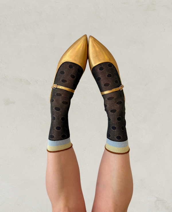 coclico Exquisite J Transparent Dot SocksGraphite and Grass Combo