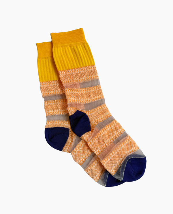 Coclico Exquisite J Transparent Stripes SocksTangerine And Sun Combo