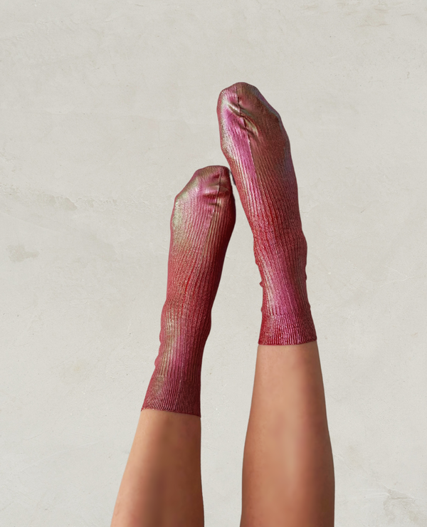 Coclico Maria La Rosa Bordeaux Silk SocksBordeaux Foil