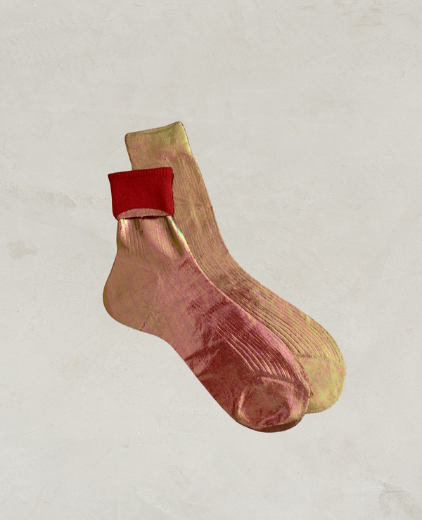 Coclico Maria La Rosa Bordeaux Silk SocksBordeaux Foil