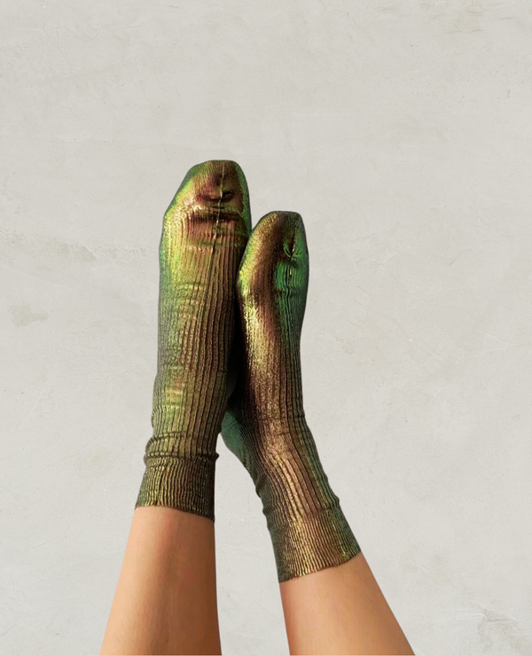 coclico Maria La Rosa Nocciola Silk SocksNocciola Foil