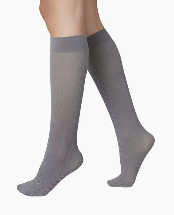 Coclico Swedish Stockings Freja Organic Wool Knee-HighsLight Grey