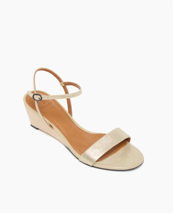 Coclico Venti Demi-Wedge SandalChampagne Shimmer Suede