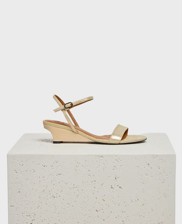 coclico Venti Demi-Wedge SandalChampagne Shimmer Suede