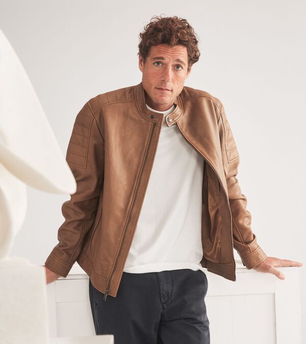 Cole Haan Men's Leather Racer Jacket