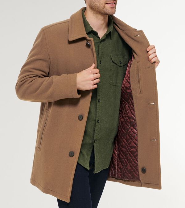 cole haan Men's Wool-Blend Car Coat