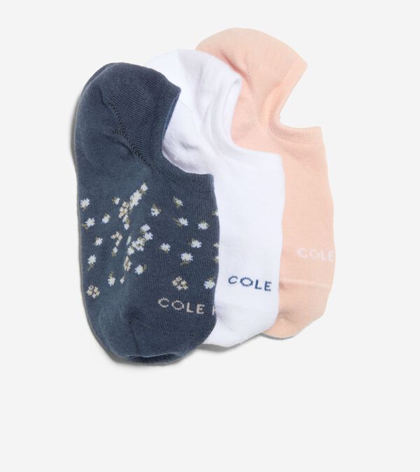 cole haan Women's 3 Pack Floral + Solid Sock Liners