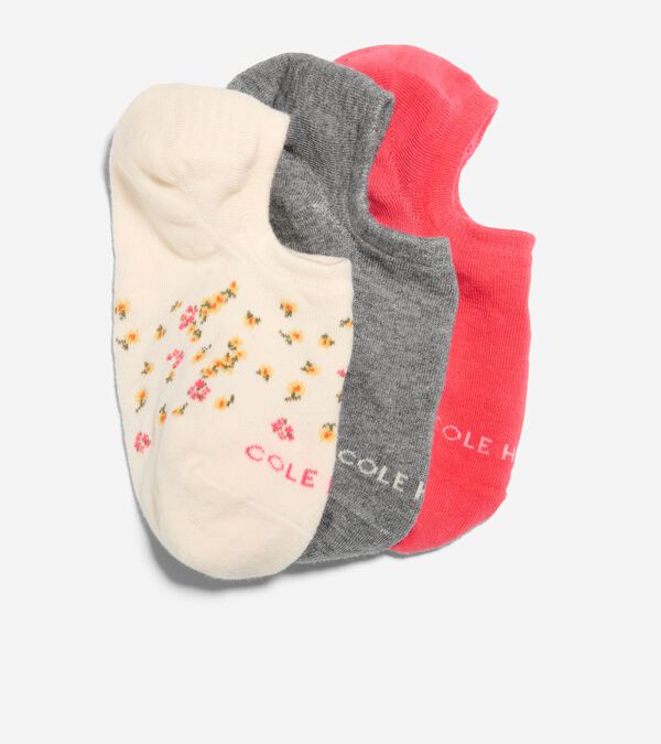 cole haan Women's 3 Pack Floral + Solid Sock Liners