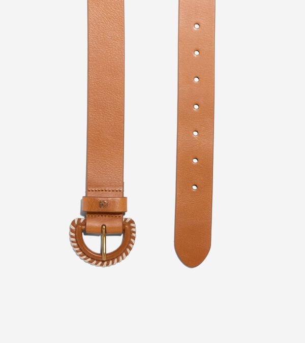 Cole Haan Women's Buckle Belt With Stitch Details