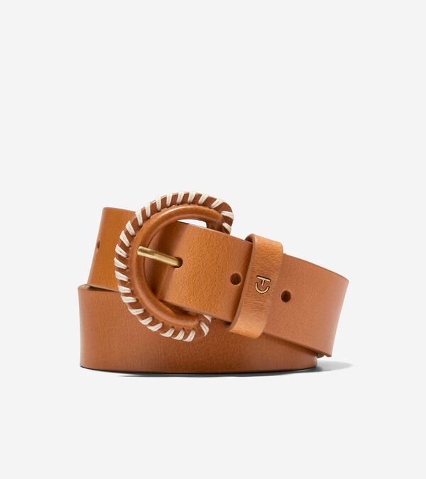 cole haan Women's Buckle Belt With Stitch Details