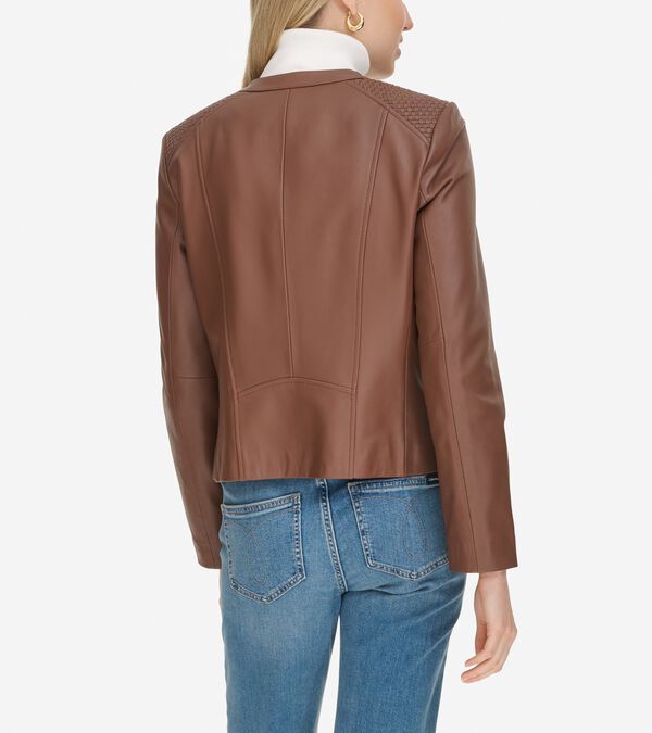 Cole Haan Women's Curved-Seam Leather Jacket