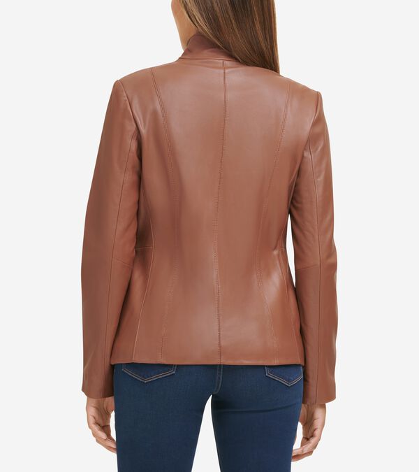 Cole Haan Women's Wing Collar Leather Jacket