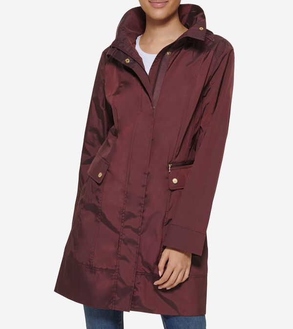 cole haan Women's Signature Packable Hooded Rain Jacket