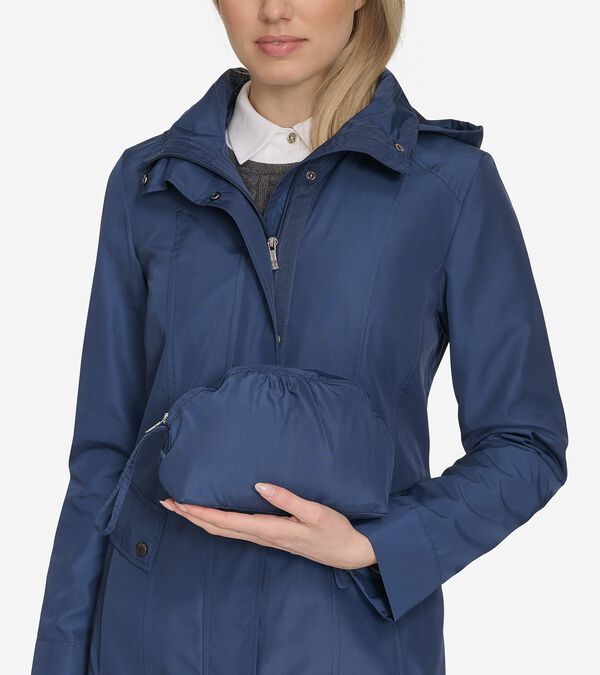 Cole Haan Women's Signature Packable Hooded Rain Jacket