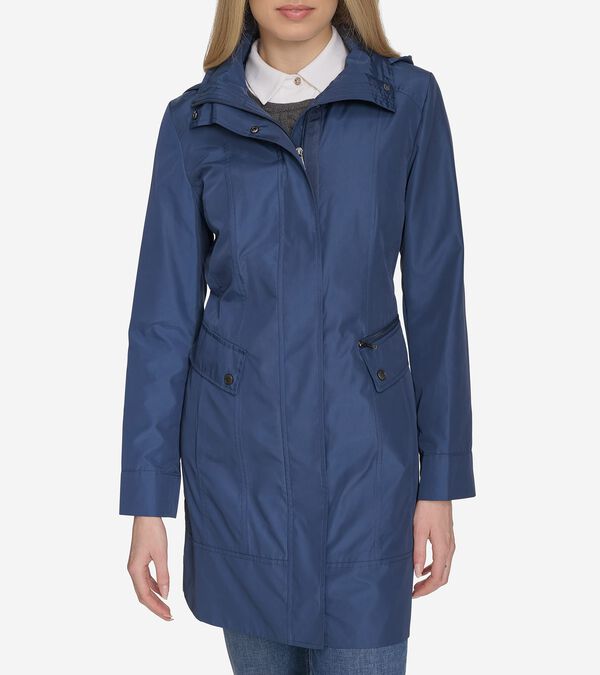 cole haan Women's Signature Packable Hooded Rain Jacket