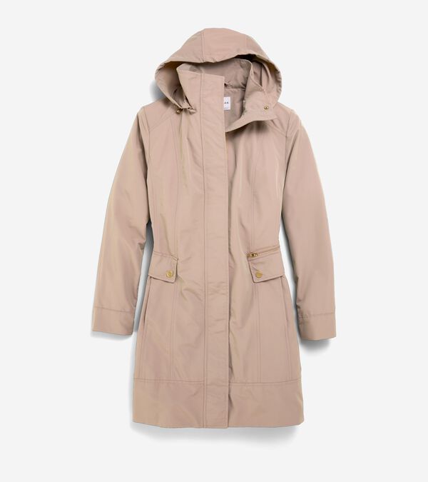 cole haan Women's Signature Packable Hooded Rain Jacket