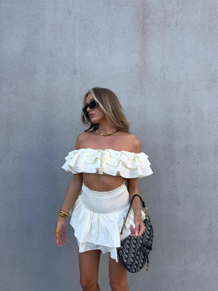 Collective The Label Arabella Co-ord RaRa Mini-Skirt - Cream