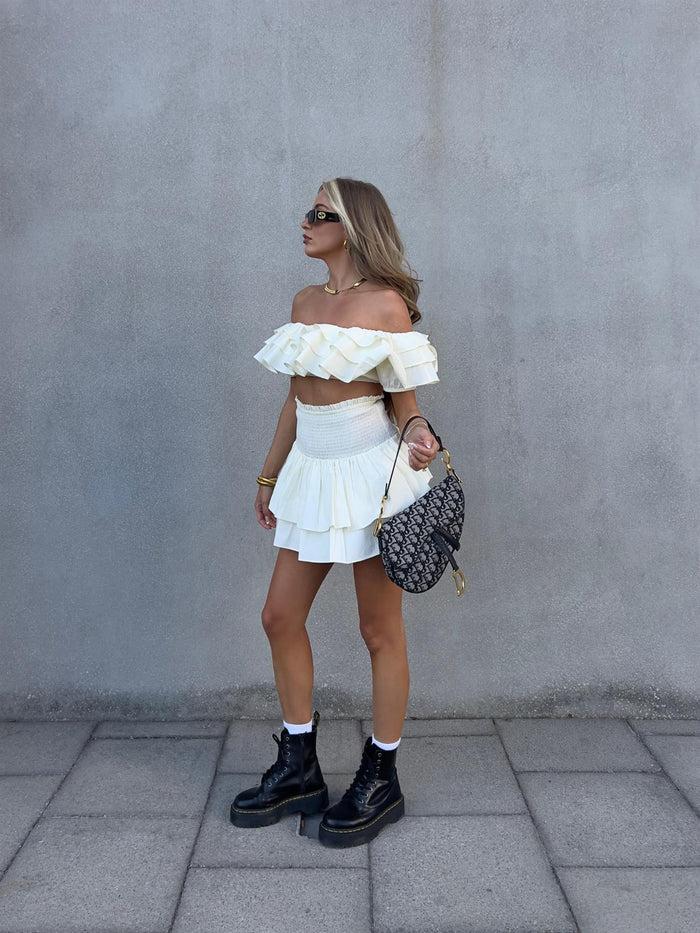Collective The Label Arabella Co-ord RaRa Mini-Skirt - Cream