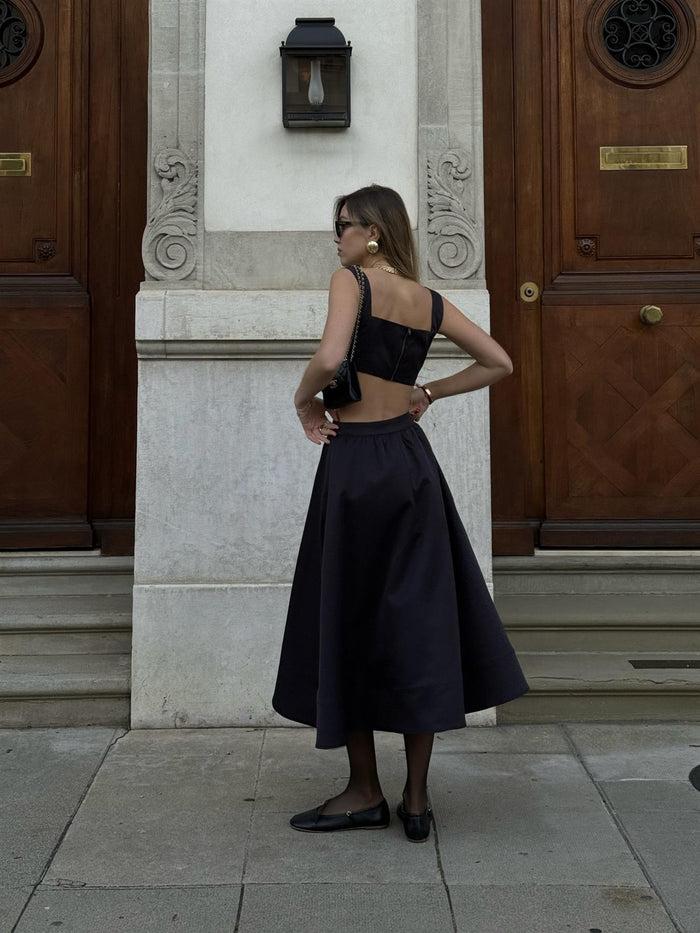 Collective The Label Black Audrey Co-ord Skater Midi-Skirt