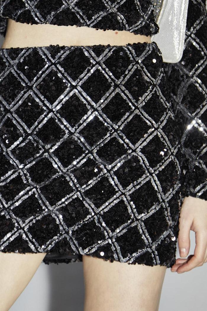 Collective The Label Black Diamond-Sequin Mini-Skirt