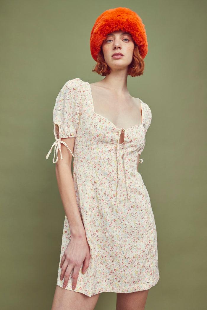 Collective The Label Brooke Puff Sleeve Mini Dress - Pastel Pink