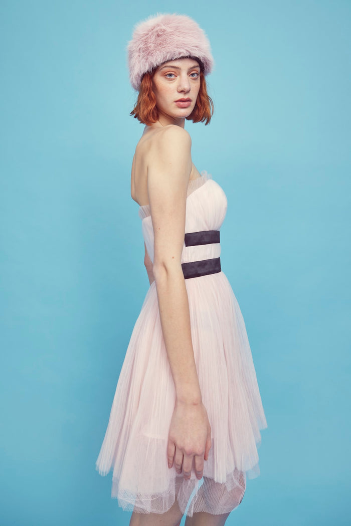 Collective The Label Clara Pleated Tulle Strapless Mini Dress - Light Pink