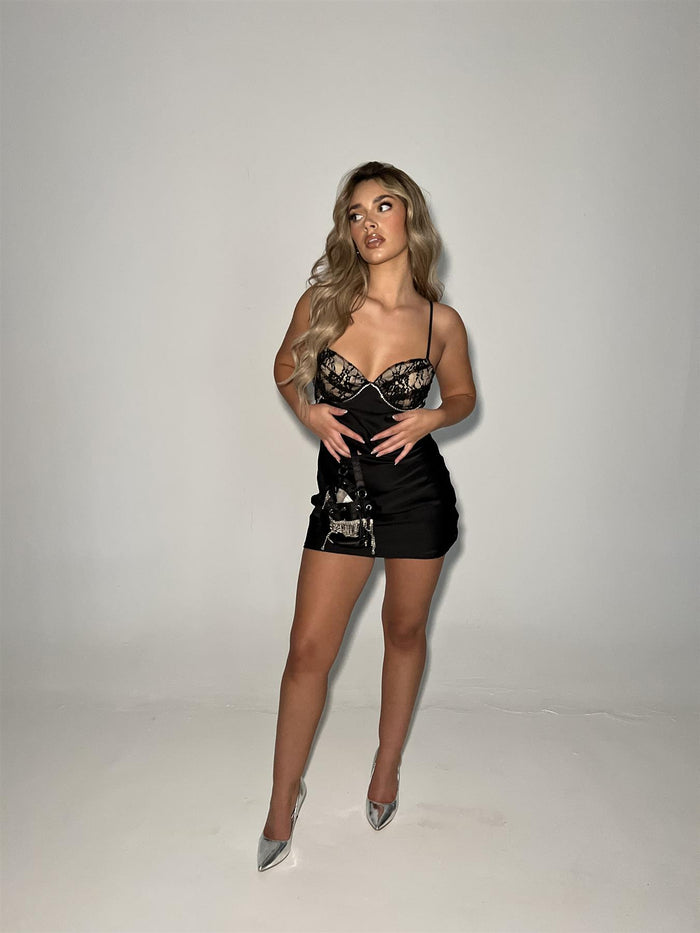 collective the label Black Bias-Cut Mini-dress