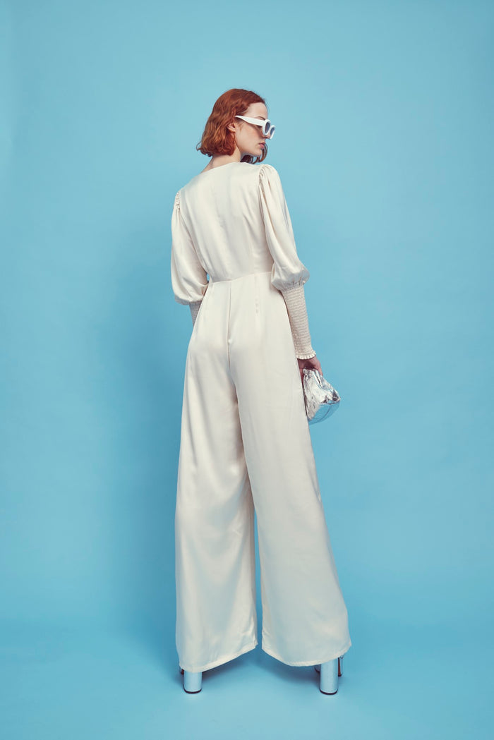 Collective The Label Frances Plunge Front Jumpsuit - Oyster