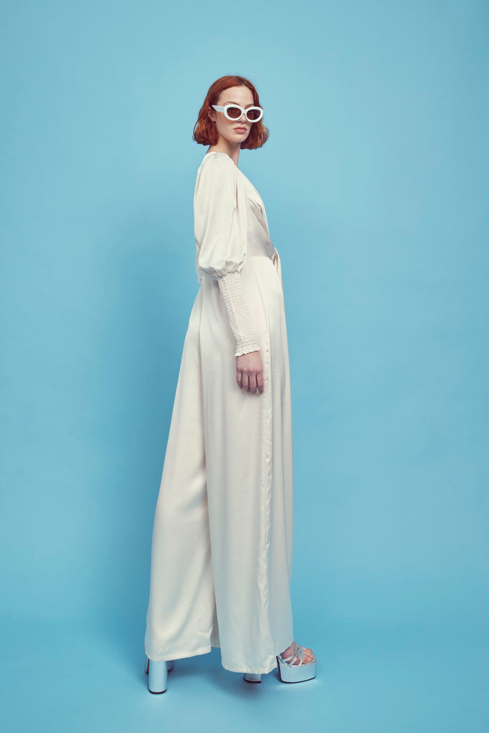 Collective The Label Frances Plunge Front Jumpsuit - Oyster