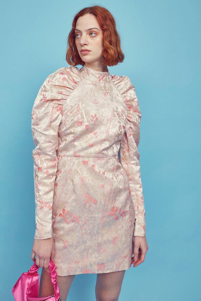 Collective The Label Harley High Neck Mini Dress - Pink Metallic