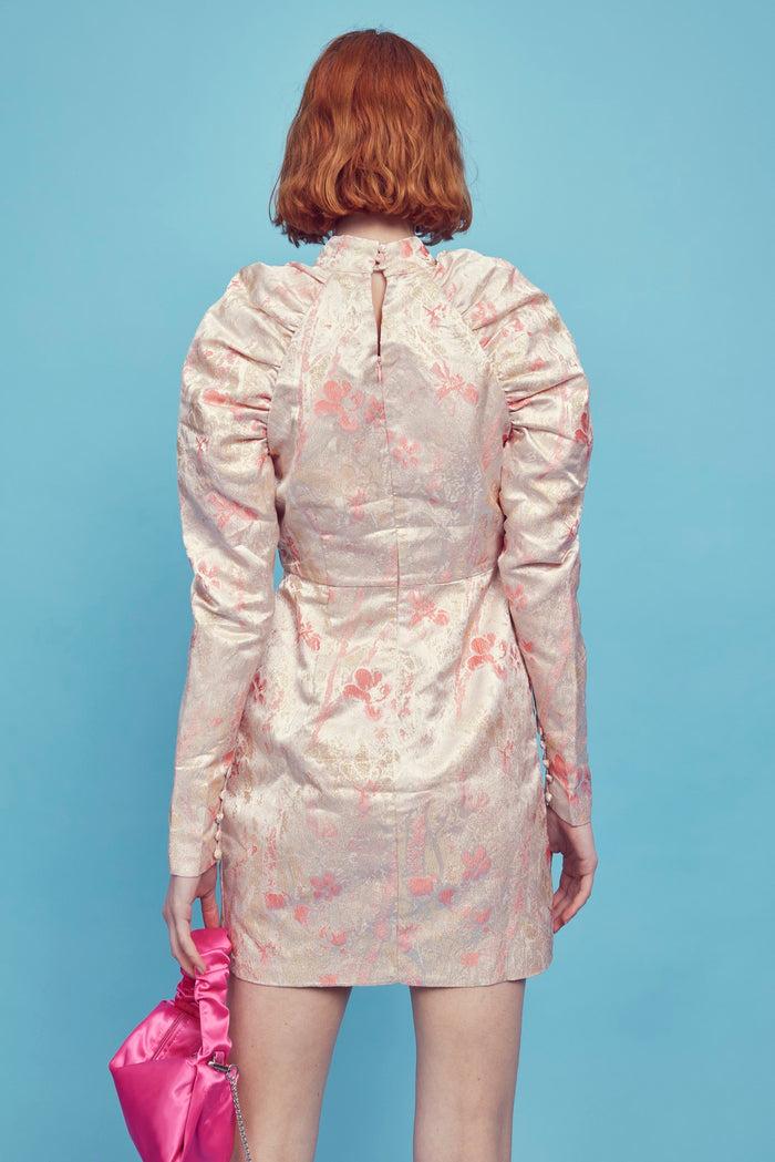 Collective The Label Harley High Neck Mini Dress - Pink Metallic