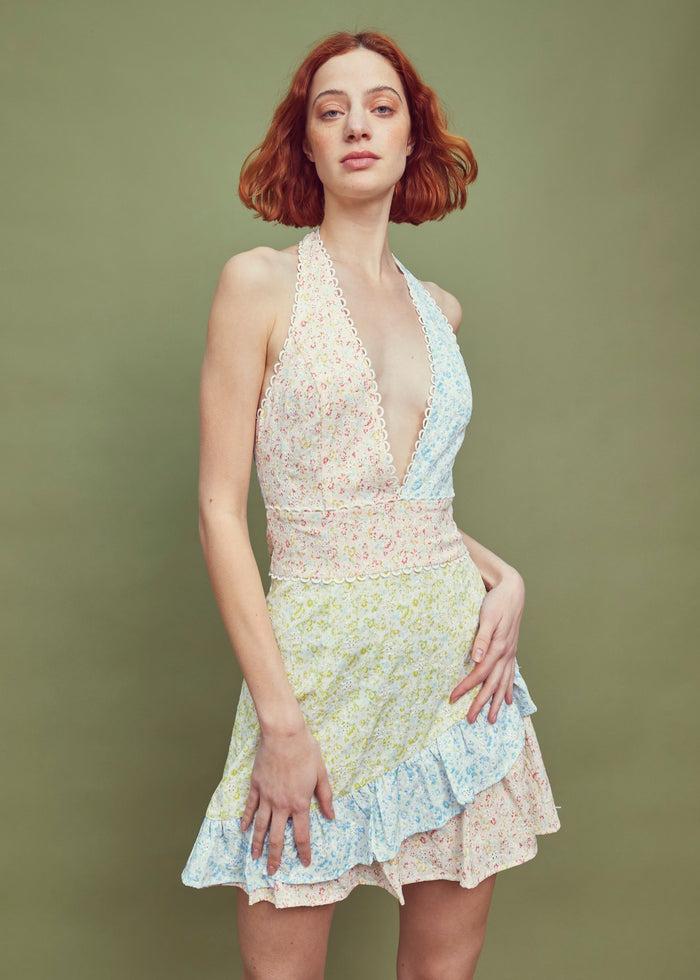 Collective The Label Josie Halterneck Mini Dress - Floral Colour