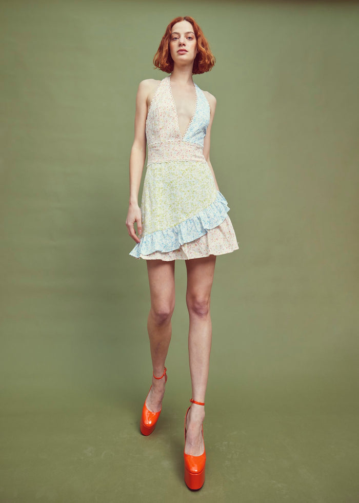collective the label Josie Halterneck Mini Dress - Floral Colour