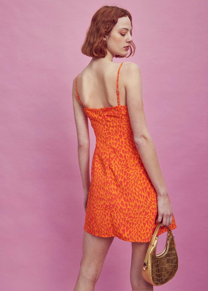 Collective The Label Lexie Ruched Bust Mini Dress - Orange/Red Heart