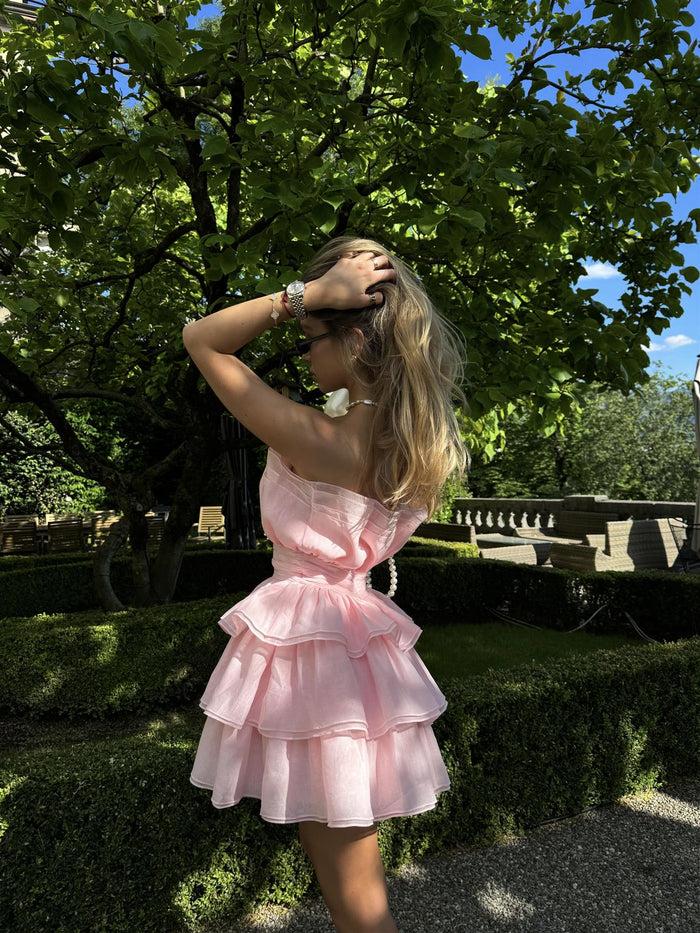 Collective The Label Light Pink Frill- Layered Mini-Dress