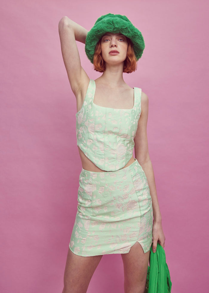 Collective The Label Naomi Co-ord Mini Skirt - Green/Pink