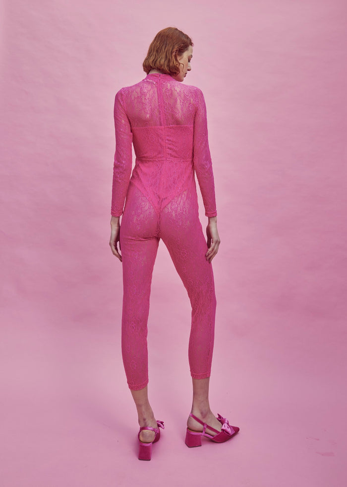 Collective The Label Petite Zoe Lace Full Length Bodysuit - Pink