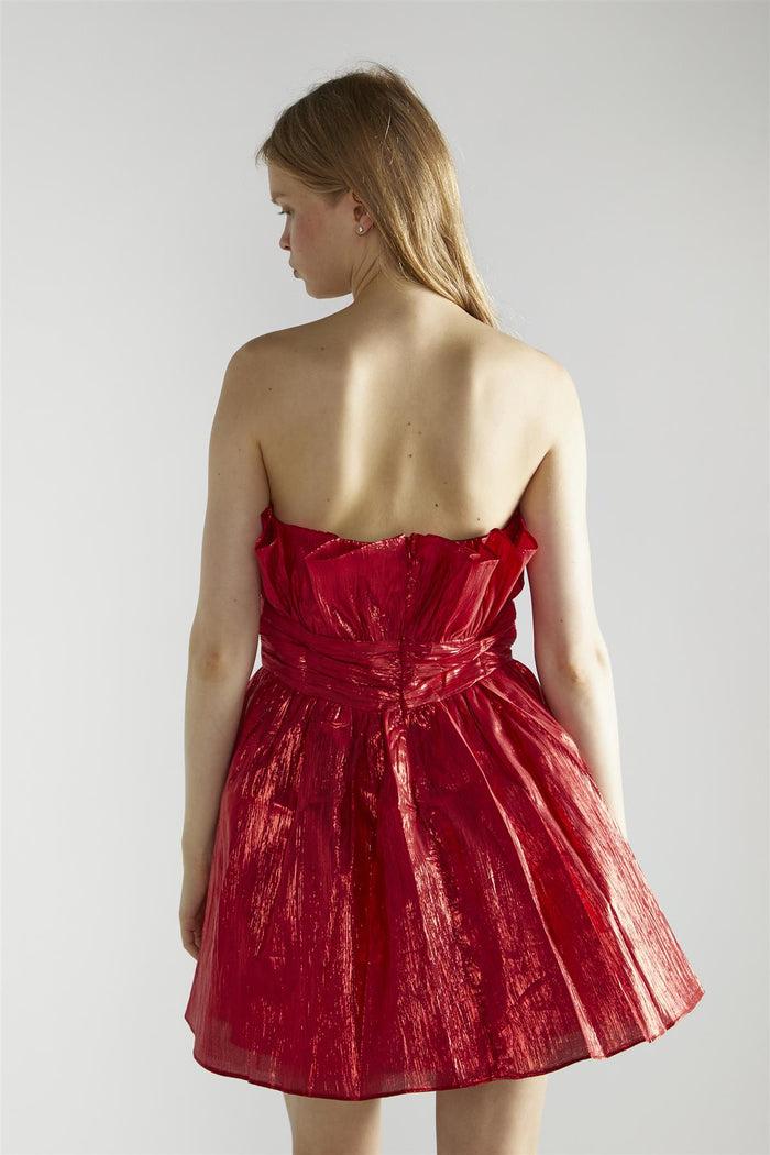 Collective The Label Red Callie Gathered-Bandeau Mini-Dress