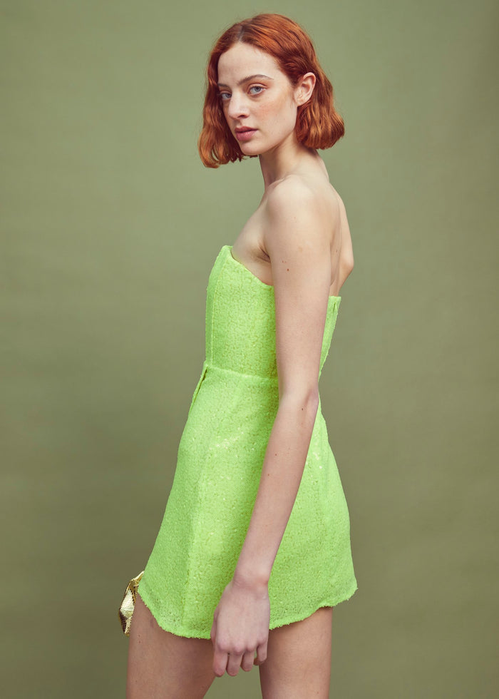 Collective The Label Stella Sequin Corset Mini Dress - Acid Green