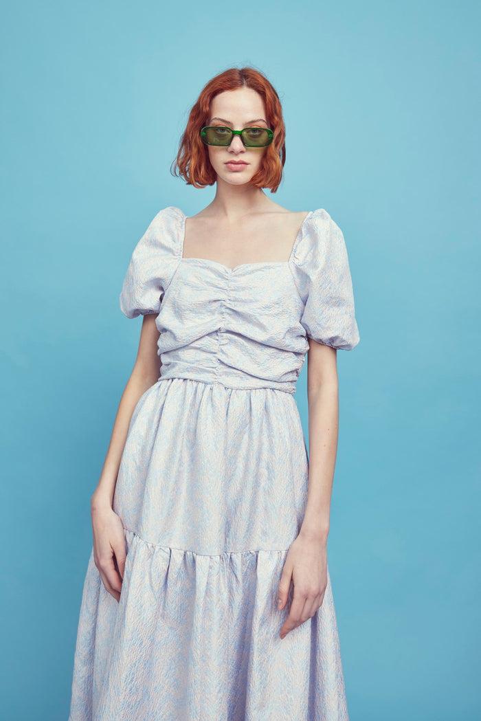 Collective The Label Zara Ruched Bodice Maxi Dress - Blue Daisies