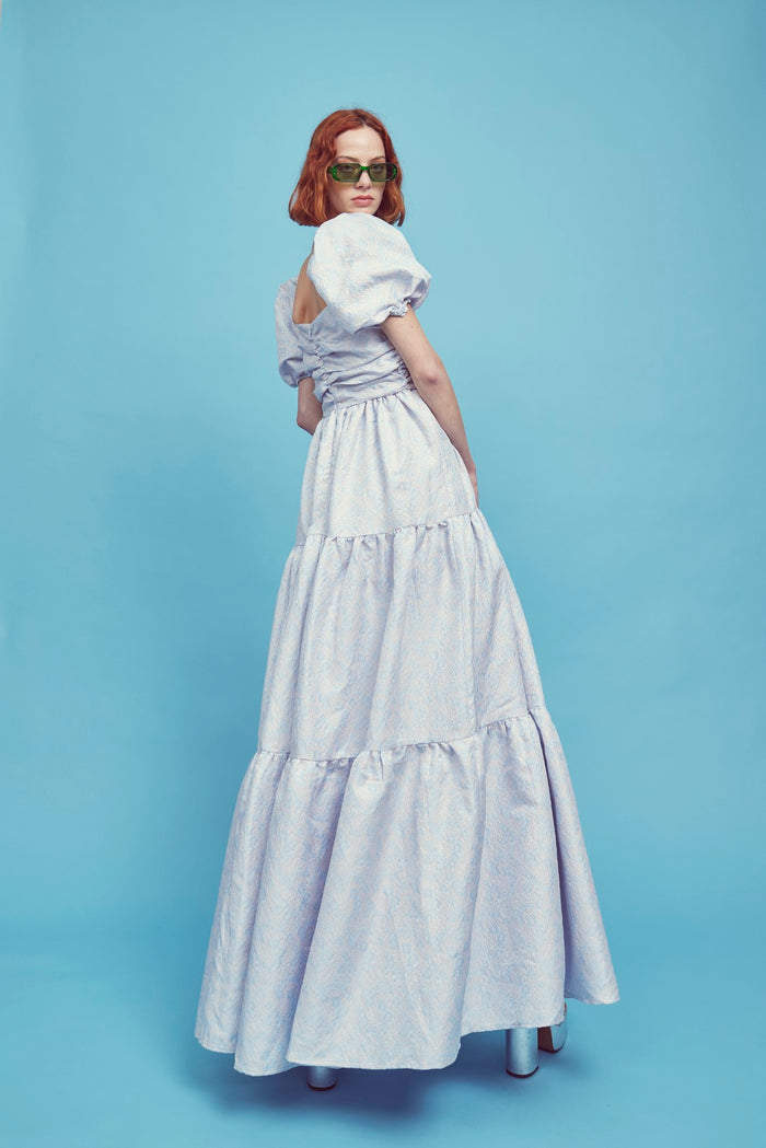 Collective The Label Zara Ruched Bodice Maxi Dress - Blue Daisies