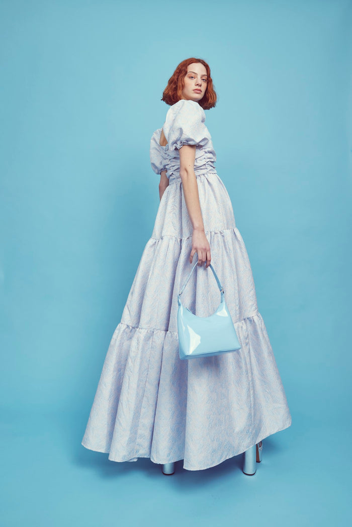 collective the label Zara Ruched Bodice Maxi Dress - Blue Daisies